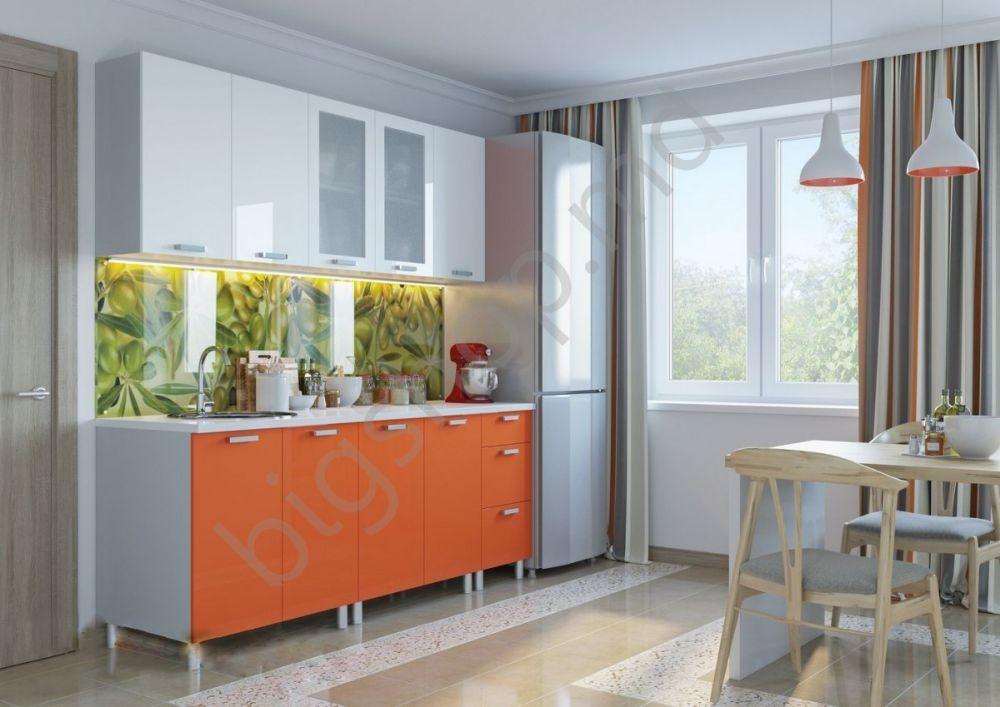 Set mobila bucatarie SV-Mebel Modern Alb/Orange 2.1m