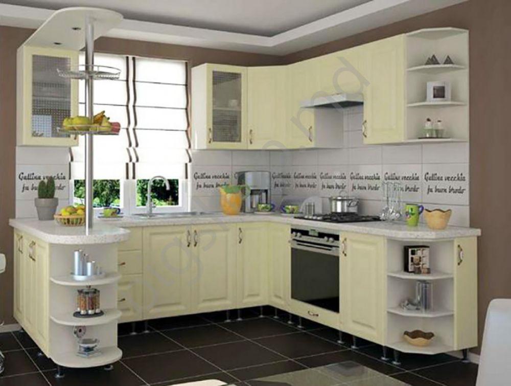 Set mobila bucatarie Sokme Sofia Romantica 2.35x2.35m (Vanilie)