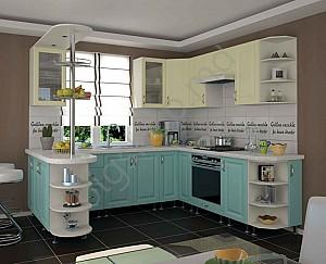 Set mobila bucatarie Sokme Sofia Romantica 2.35x2.35m (Vanilie/Val de mare)