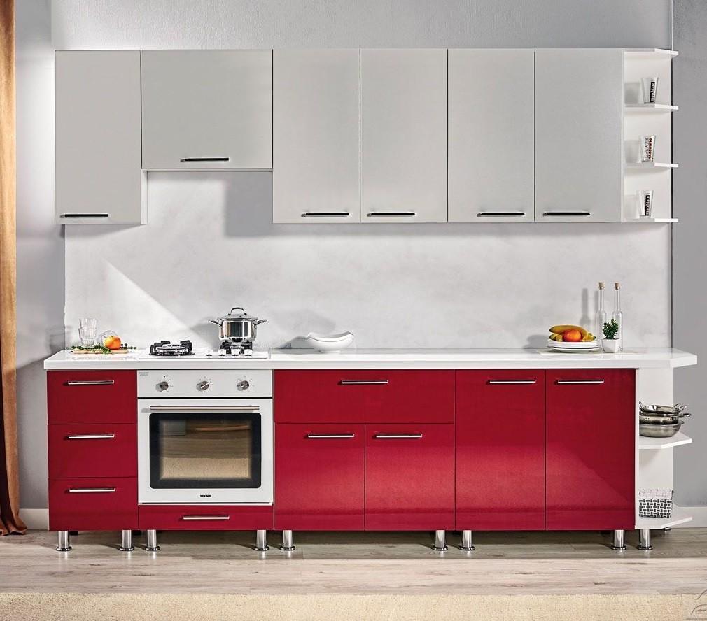 Set mobila bucatarie Ambianta Perla Bordo 2m