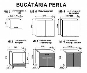 Set mobila bucatarie Ambianta Perla Bordo 2m