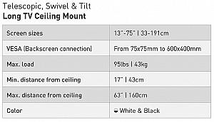 Suport pentru televizor Barkan 4500L White/Black