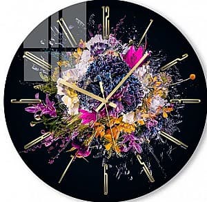 Настенные часы Foto3D Цветы на черном фоне