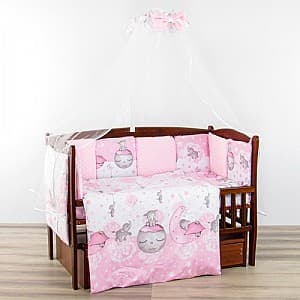 Lenjerie de pat pentru copii Carapuz Ursuleț, Elefanți roz