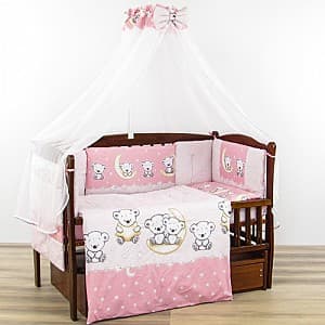 Lenjerie de pat pentru copii Carapuz Ursuleț New pe lună roz