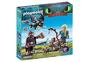 Jucărie interactivă Playmobil PM70040 Hiccup, Astrid and Dragon