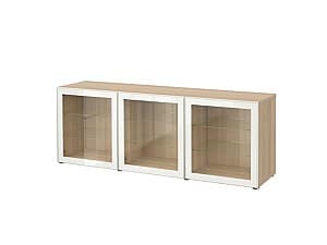 Dulap cu vitrina IKEA Besta antique oak / Glassvik white glass