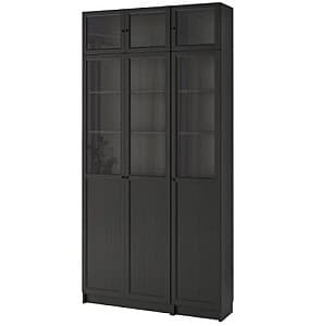 Dulap cu vitrina IKEA Billy / Oxberg Black-Brown 120x30x237 см