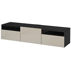 Comoda TV IKEA Besta Black-Brown /Selsviken glossy beige 180x42x39 cm