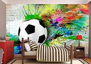 3D Фотообои Art.Desig Футбольный мяч и кирпичная стена