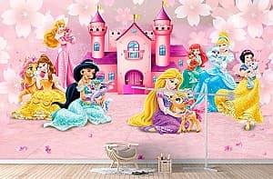 3D Фотообои Art.Desig Принцессы с цветами на розовом фоне