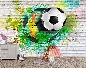 3D Фотообои Art.Desig Кирпич и футбольный мяч_2