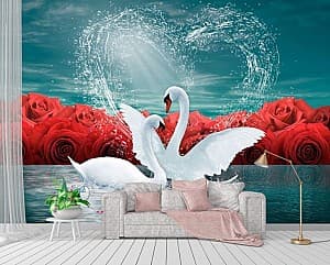 3D Фотообои Art.Desig Лебеди и розы