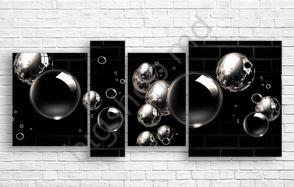 Tablou multicanvas Art.Desig PICĂTURI PE UN FOND NEGRU