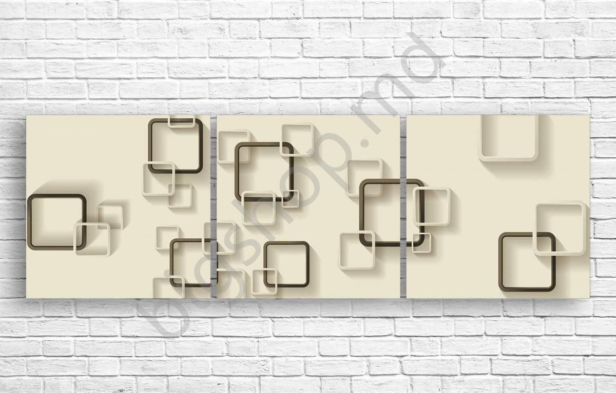 Tablou multicanvas Art.Desig PĂTRATE ALBE ȘI NEGRE ÎNTR-UN FORMAT 3D