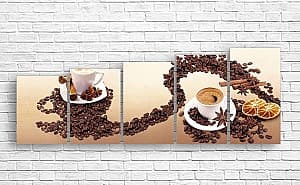 Tablou multicanvas ArtD Cafea neagra aromata și boabe