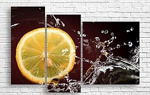 Модульная картина ArtD Лимон с брызгами воды_2
