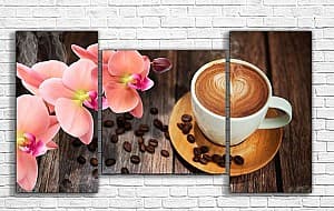 Tablou multicanvas ArtD Orhidee și cafea
