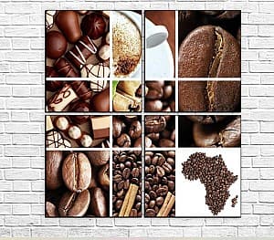 Tablou multicanvas ArtD Ciocolata, boabe de cafea, scorțișoară