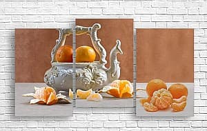 Модульная картина ArtD Фарфоровый чайник и мандарины