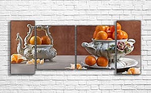Модульная картина ArtD Фарфоровый чайник и мандарины_2