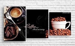Tablou multicanvas ArtD Cafea și boabe de cafea