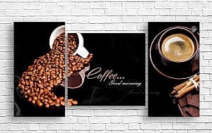 Модульная картина ArtD Черный шоколад, зерна кофе и корица