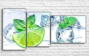 Модульная картина ArtD Лимон, мята и лед