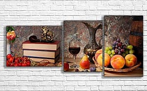 Модульная картина ArtD Натюрморт с фруктами и книгами