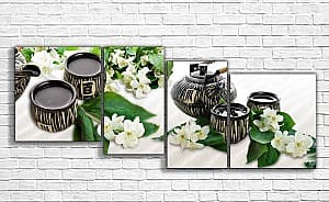 Tablou multicanvas ArtD Ceai verde și flori de iasomie
