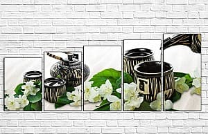 Tablou multicanvas ArtD Ceai verde și flori de iasomie_2
