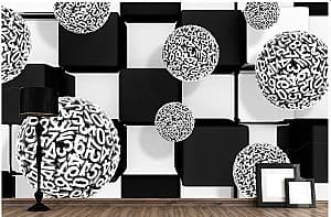 Fototapet 3d Art.Desig Patrat negru şi alb cu baloane din cifre