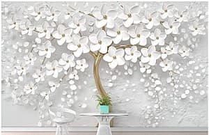 3D Фотообои Art.Desig Дерево и белые цветы с эффектом 3D