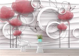 3D Фотообои Art.Desig Круги абстрактные цветы и бабочки