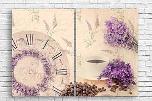 Tablou multicanvas Art.Desig O ceașcă de cafea pe fundal de flori