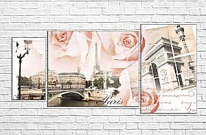 Модульная картина Art.Desig Ретро Париж и розы