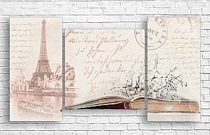 Tablou multicanvas Art.Desig Retro Paris și cărți_2