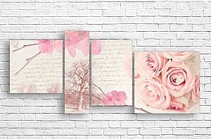 Tablou multicanvas Art.Desig Trandafiri rozi pe scrisoare