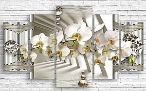 Tablou multicanvas Art.Desig Orhideea albă, abstracție