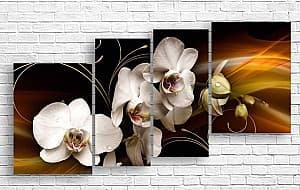 Tablou multicanvas Art.Desig Orhidee pe fundal abstract