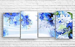 Tablou multicanvas Art.Desig Flori albastre pe albastru deschis