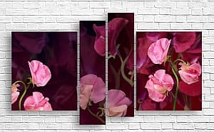 Tablou multicanvas Art.Desig Flori roze pe fundal inchis