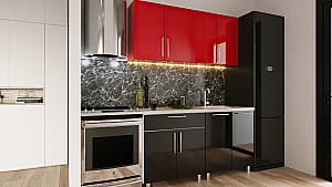 Кухонный гарнитур PS Мини (High Gloss) 1.6 m Red/Black