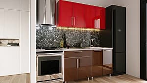 Кухонный гарнитур PS Мини (High Gloss) 1.6 m Red/Brown