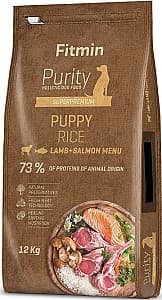 Hrană uscată pentru câini Fitmin Purity Rice Puppy Lamb&Salmon 12kg