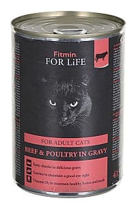 Нrană uscată pentru pisici Fitmin For Life Cat Tin Adult Beef 415g