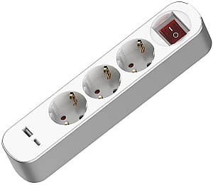 Prelungitor Muhler Multiple socket outlets with key with 3-way+2-way USB ports type A+C (1006182)