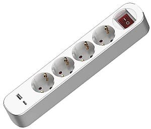 Prelungitor Muhler Multiple socket outlets with key with 4-way+2-way USB ports type A+C (1006183)