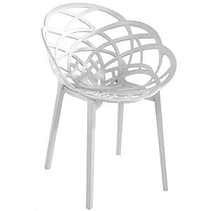 Пластиковый стул Papatya Flora White/White