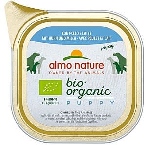 Hrană umedă pentru câini Almo Nature BIO ORGANIC Alu Puppy Chicken and Milk 100g